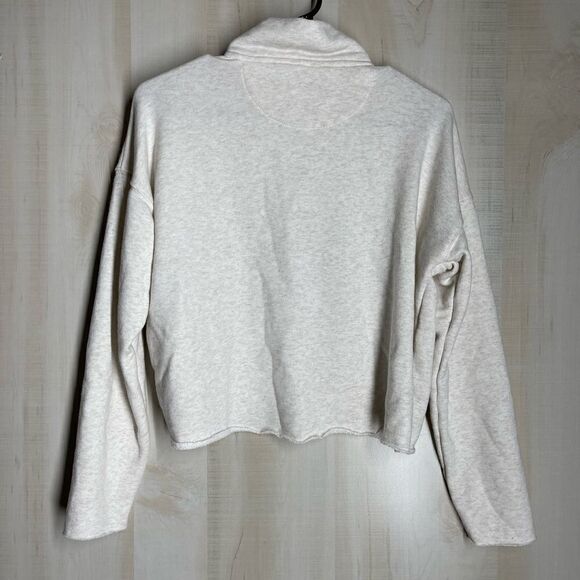 Aerie light gray cropped 1/4 zip long sleeve sweatshirt, size XS - Picture 8 of 12